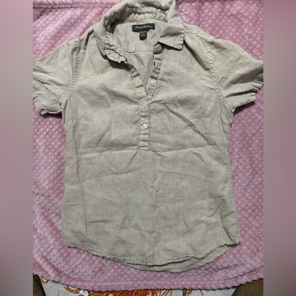 TOMMY BAHAMA Casual Beige Button-Up Top - Picture 2 of 4